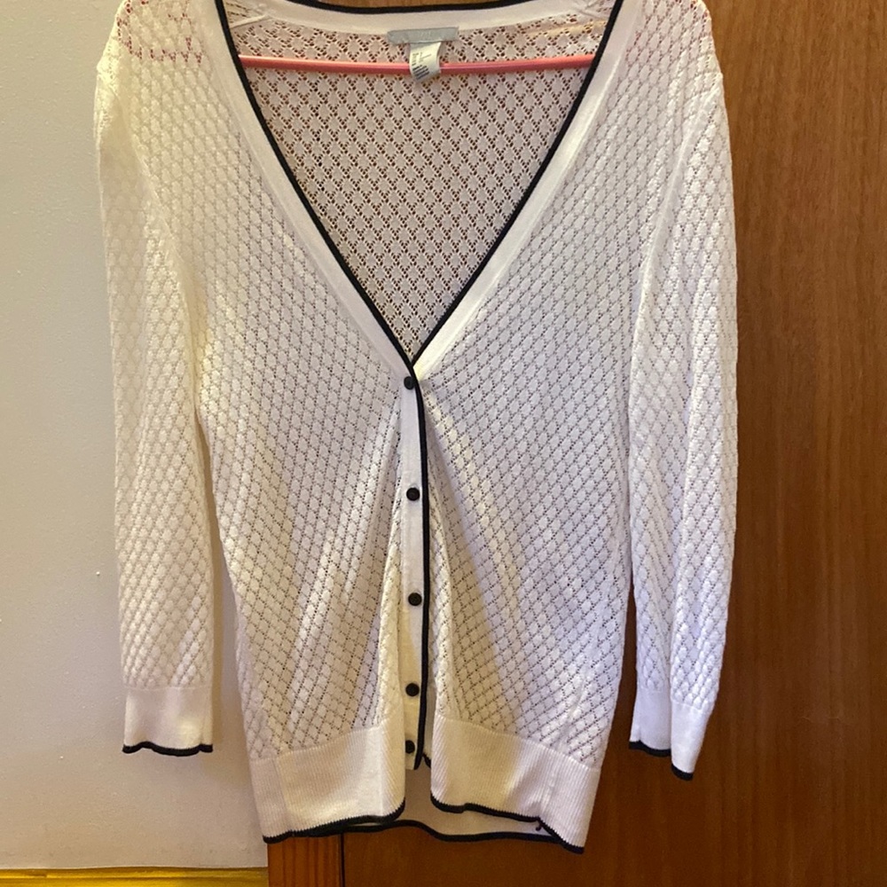H&M White Cardigan Size Small Stretchy EUC